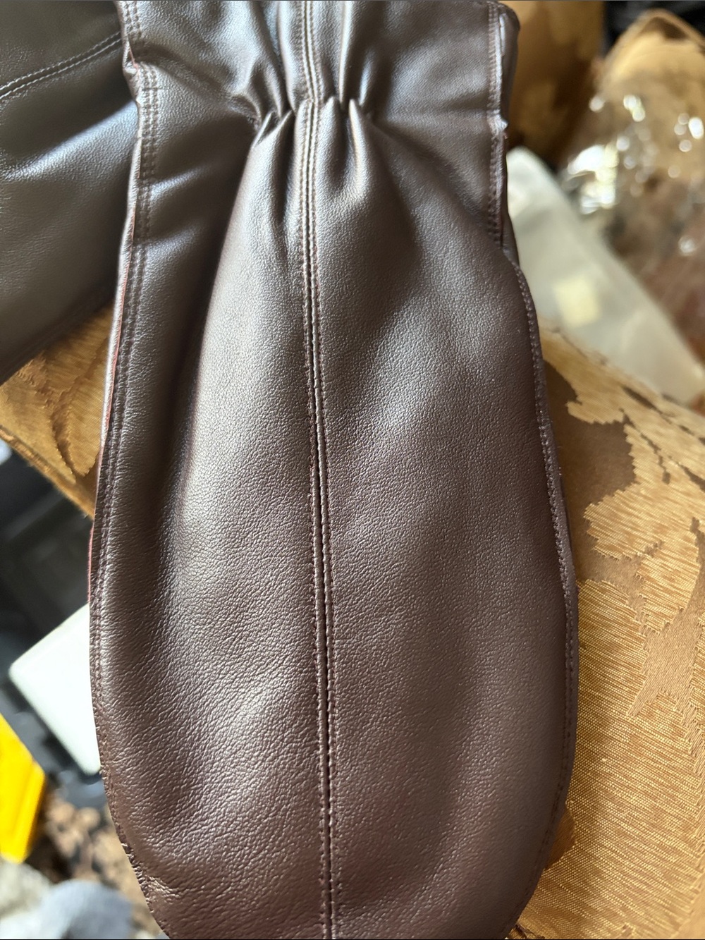 Womens leather mittens Brown- thinsulate